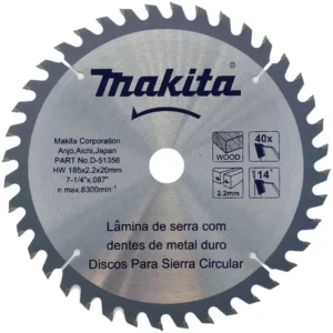 Disco para Serra Circular 185x20mm para Madeira com 40 Dentes- D-51356 - MAKITA